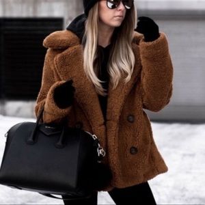 Free People Oversized Brown Teddy Coat Jacket